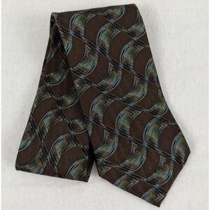 Vintage XMI‎ for Nordstrom Mens Neck Tie Brown Teal Hand Sewn 100% Silk USA